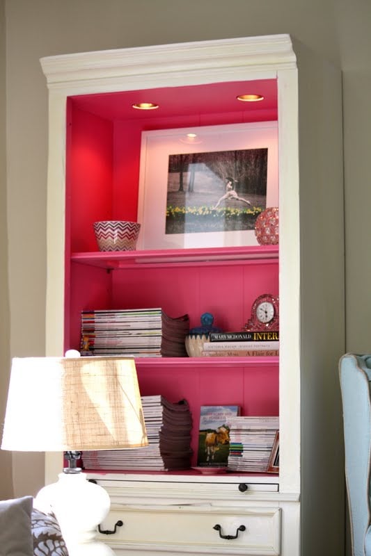 My Old Country House pink bookcase shelves