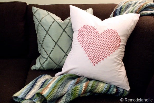 Valentine Pillow cover heart embroidery large scale pink red pillow heart (17)