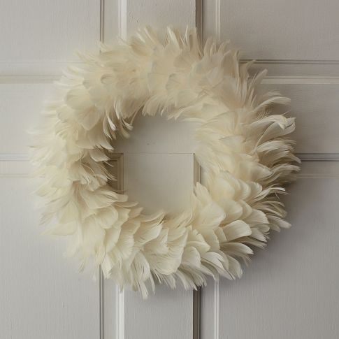 West Elm white feathered wreath