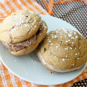 Pumpkin Spice Whoopie Pies with Nutella frosting