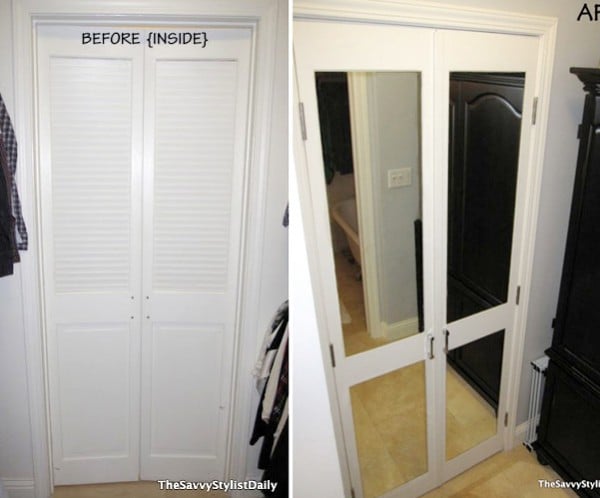 mirrored closet door transformation