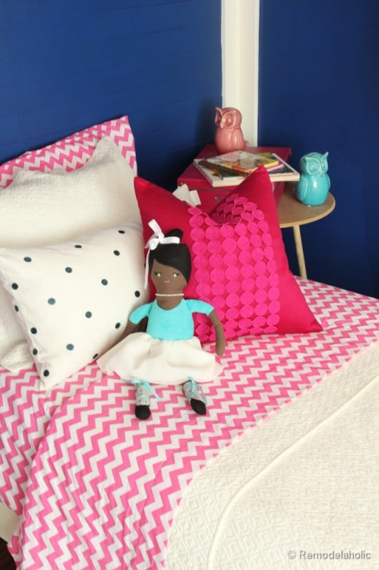 Pink and Navy Girls bedroom with bed nook-7