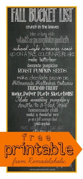 Fall Bucket List - 25 things to do for fall, printable from Remodelaholic.com