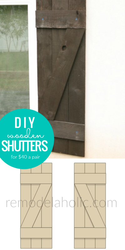 Affordable DIY Wooden Window Shutters Tutorial To Build And Install Shutters For Added Curb Appeal Remodelaholic