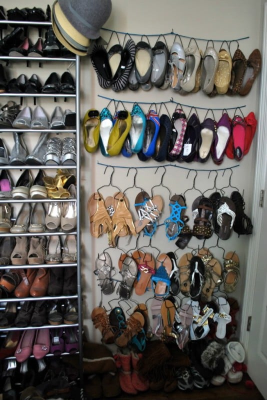 shoe storage ideas - diy shoe hangers for sandals and flats, Oh So Pretty