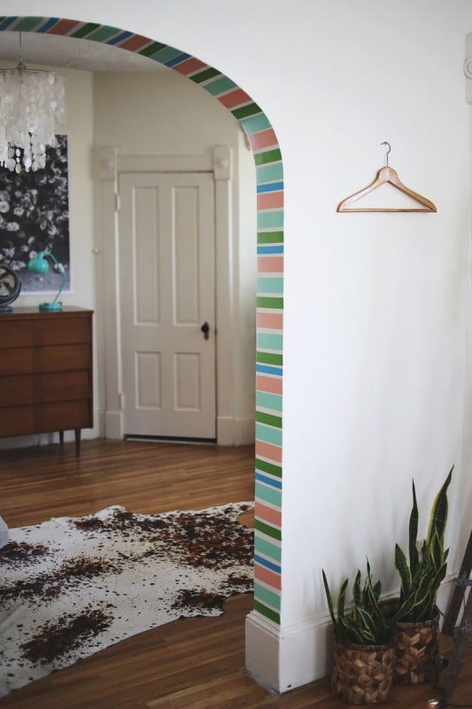 washi tape home decor - decorate arch or doorway, A Beautiful Mess