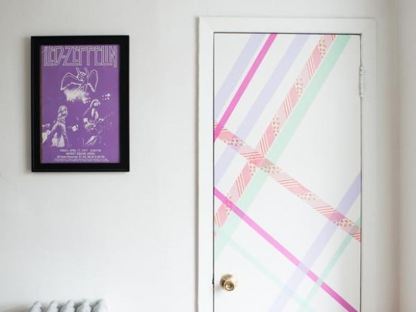 washi tape home decor - striped accent door, HGTV
