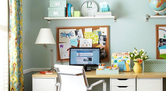 Get This Look: Easy Home Office with Wall Shelving