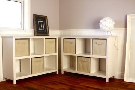 Land of Nod knock-off bookcase, The Friendly Home and Ana White via Remodelaholic.com