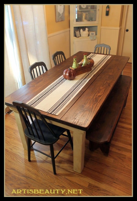 Build a Farmhouse Table for Under $100 | Art Is Beauty featured on Remodelaholic.com #diy #farmhouse #table #buildit