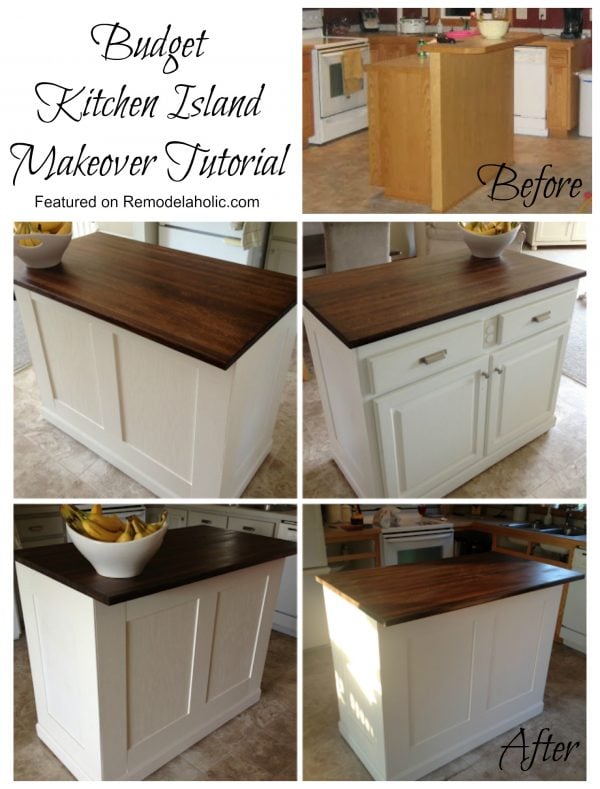 Budget Kitchen Island Makeover Tutorial featured on Remodelaholic