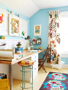 colorful shared home office and homework station thumb