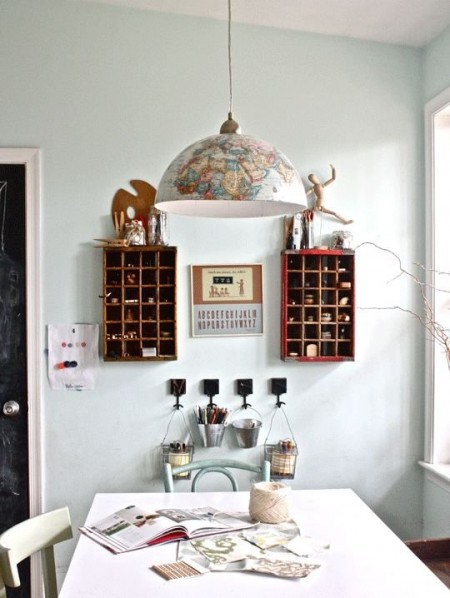 diy globe pendant lamp, Moss Eclectic featured on Apartment Therapy via Remodelaholic