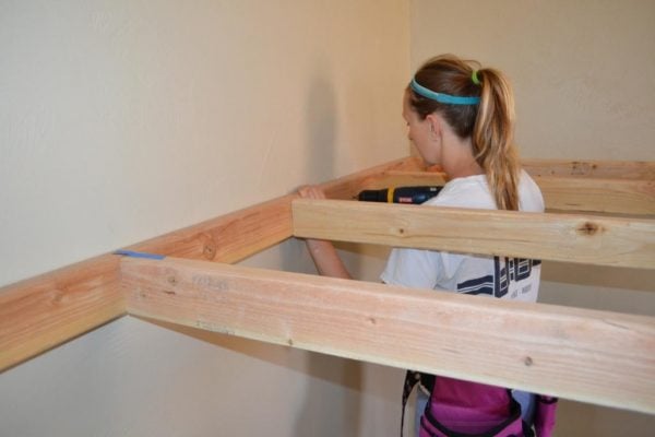 how to build an indoor tree house play loft and drill into the studs, I Am Hardware featured on Remodelaholic