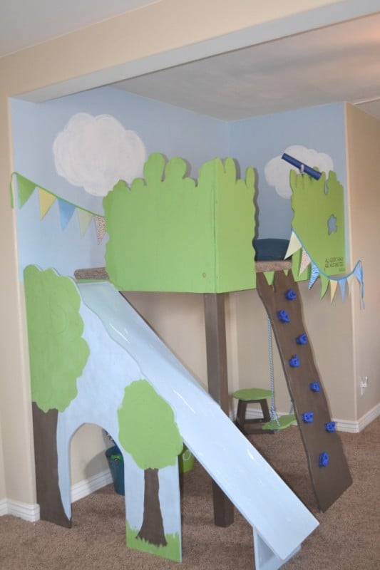Tutorial: Build an Indoor Tree House - I Am Hardware featured on Remodelaholic.com #playhouse #kids #indoorfun #treehouse