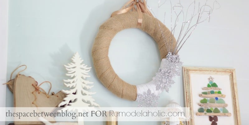 Winter Wreath with Burlap and Snowflakes