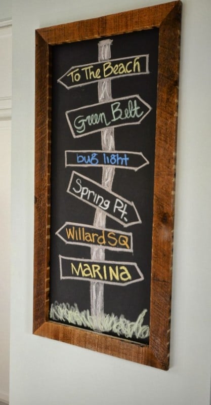 reclaimed wood chalkboard frame, SoPo Cottage featured on Remodelaholic