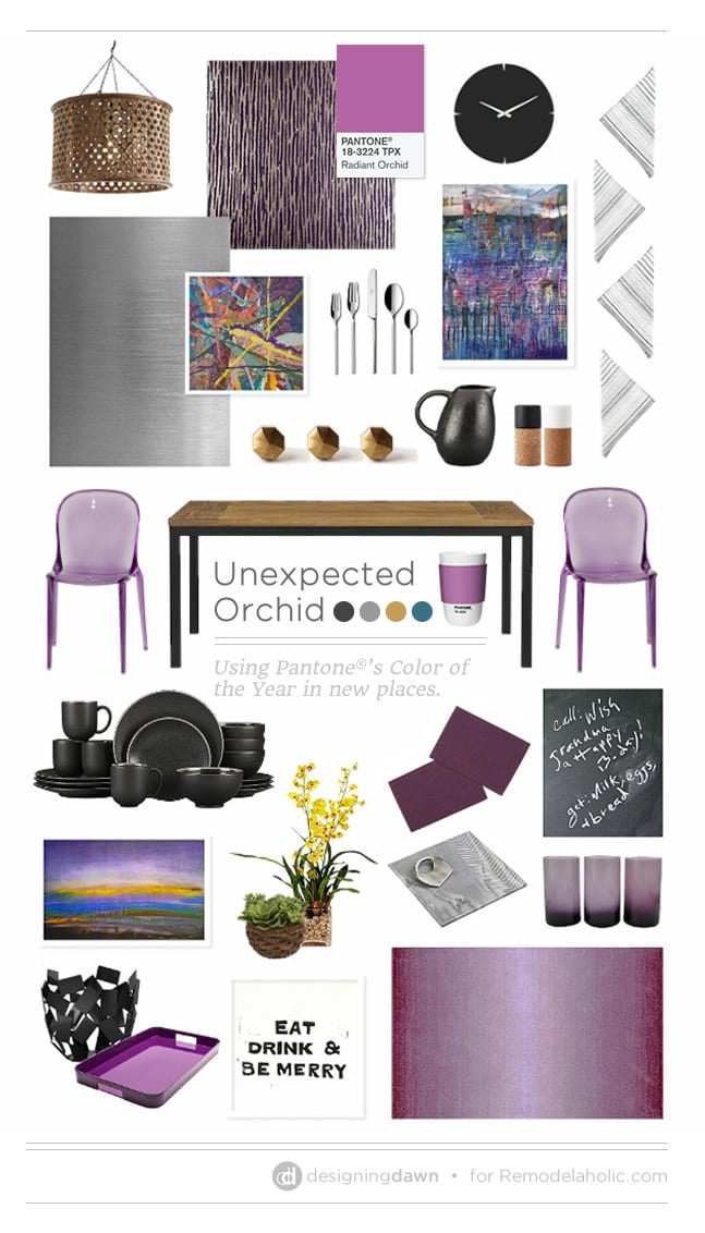 Unexpected Orchid - DesigningDawn for Remodelaholic | Tips for Using Purples in the Kitchen and Dining Room