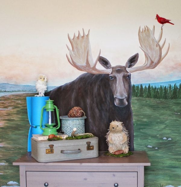 woodland themed kids room with moose mural, The Ragged Wren on Remodelaholic