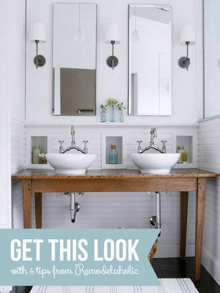 Get This Look - Tips for a Rustic White Bathroom from Remodelaholic