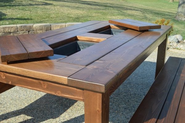 patio table with built-in ice boxes, Kruse's Workshop on Remodelaholic