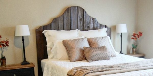 feature diy rustic wood bed and headboard, The Accent Piece on Remodelaholic