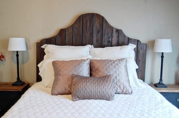 rustic wood headboard and bed, The Accent Piece on Remodelaholic