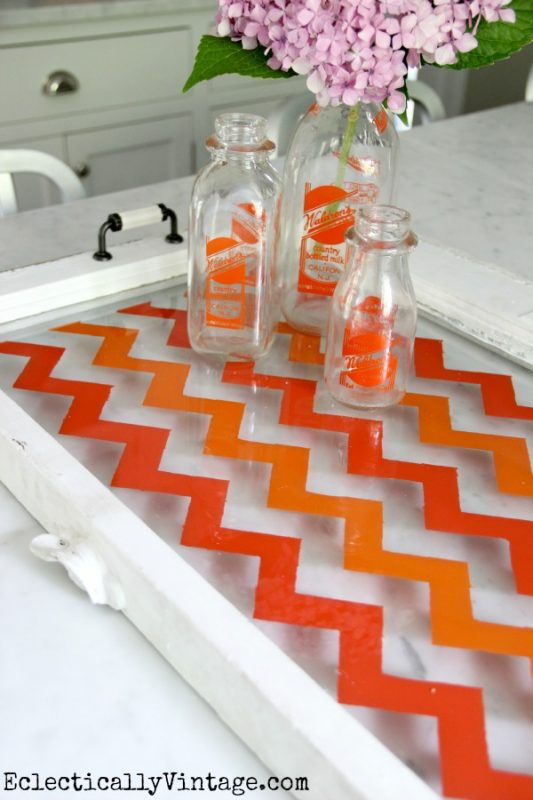 Eclectically Vintage - turn an old window into a tray - via Remodelaholic