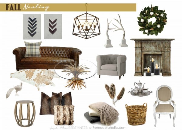 Fall Nesting with Just The Bees Knees for Remodelaholic.com #moodboard #autumn #neutrals #nature