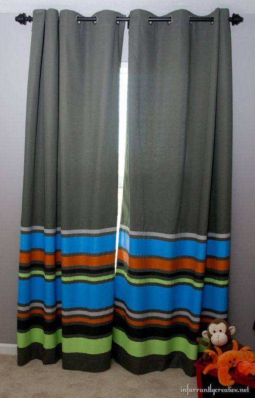 Infarrantly Creative - diy colorful striped painted curtains - via Remodelaholic