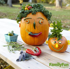 Halloween Veggie Pumpkin Heads