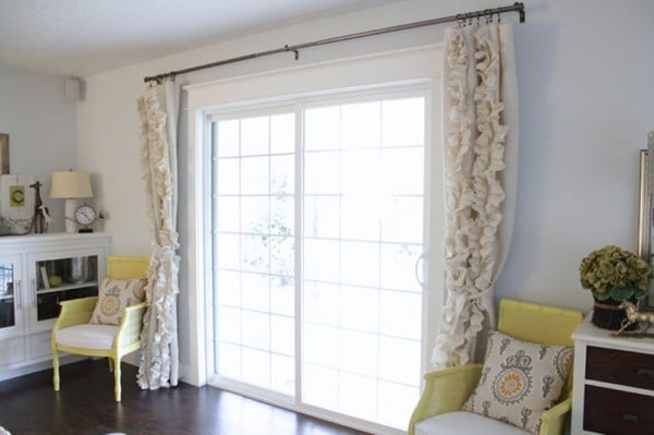 ruffled burlap curtains on a french door, The Caldwell Project on Remodelaholic