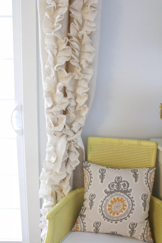 ruffled burlap curtains tutorial, The Caldwell Project on Remodelaholic