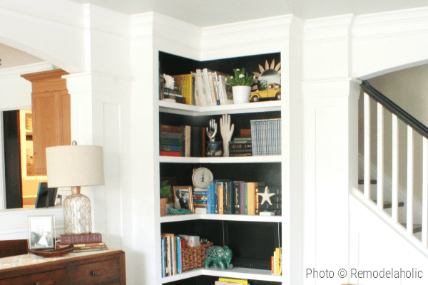 Built In Corner Bookshelf Tutorial And Building Plans From Remodelaholic