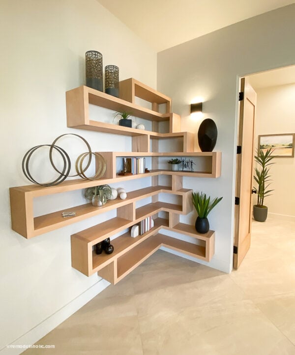 How to Decorate a Hallway: Modern Corner Shelves