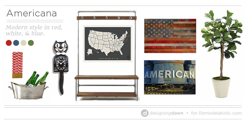 Americana: A Red, White, and Blue Mud Room Mood Board
