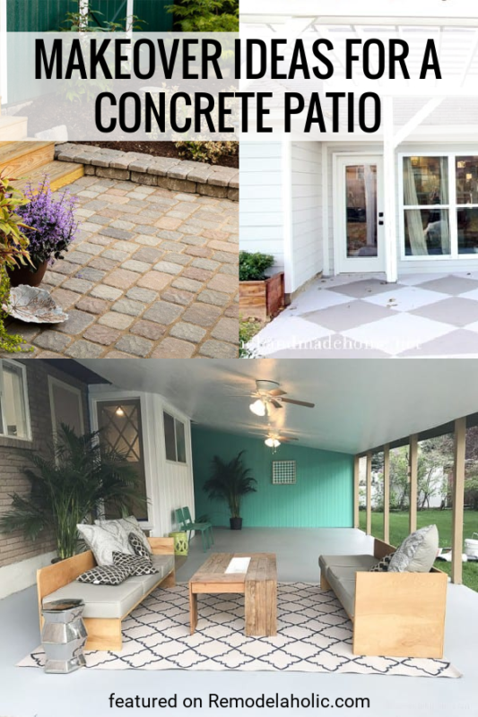 Makeover Ideas For A Concrete Patio Update And How To Dress It Up. Lots Of Great Ideas Featured On Remodelaholic.com