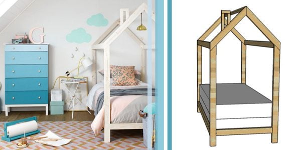 wood house bed frame inspiration and tutorial