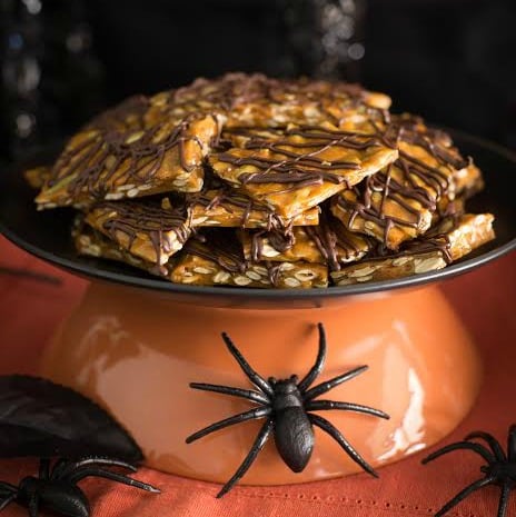 Pumpkin Seed Brittle with Chocolate Drizzle