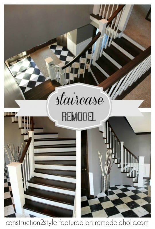 Curved Staircase Remodel - Construction2Style via @Remodelaholic #DIY #stairs #beforeandafter