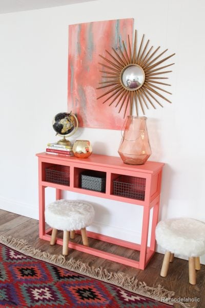 Sherwin-Williams Coral Reef Painted Console Table @Remodelaholic-005