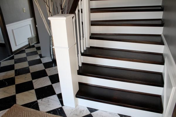 carpet to paint and wood staircase and handrail remodel - Construction2Style via @Remodelaholic