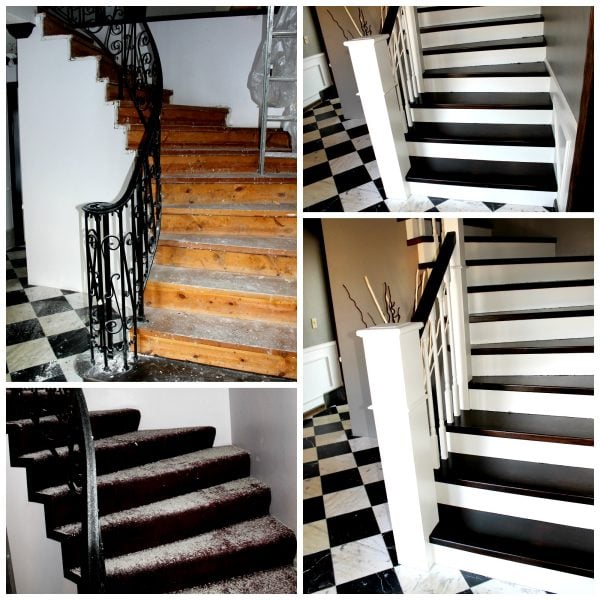 curved staircase remodel before and after - Construction2Style via @Remodelaholic