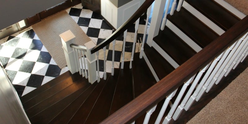 Curved Staircase Remodel with New Handrail