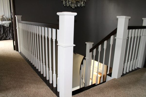 wood staircase and handrail remodel - Construction2Style via @Remodelaholic